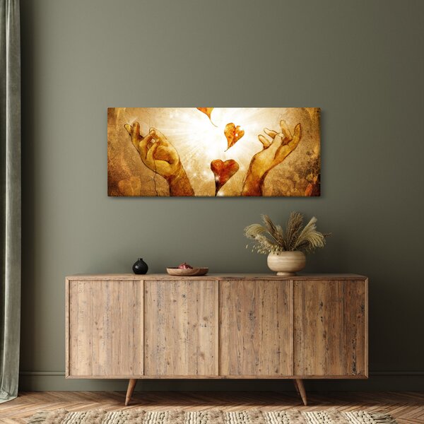 Obraz - Maľba rúk plných lásky (120x50 cm)