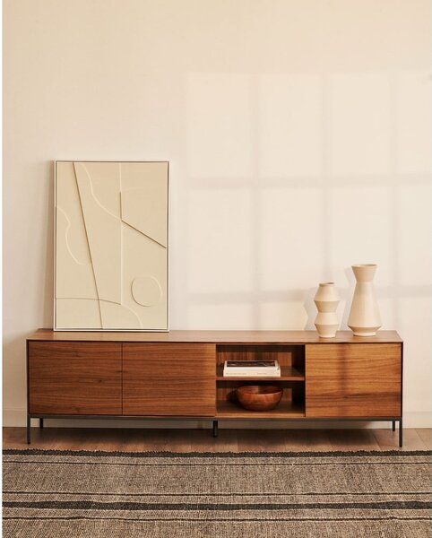 TV stolík v dekore orecha v prírodnej farbe 195x55 cm Vedrana – Kave Home
