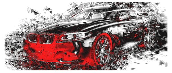 Obraz - Maľované auto v akcii (120x50 cm)