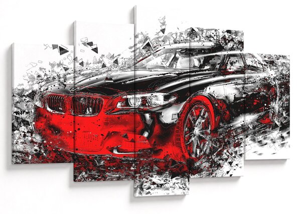 Obraz - Maľované auto v akcii (150x105 cm)