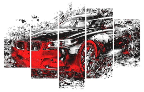 Obraz - Maľované auto v akcii (150x105 cm)