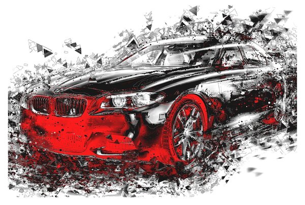 Obraz - Maľované auto v akcii (90x60 cm)