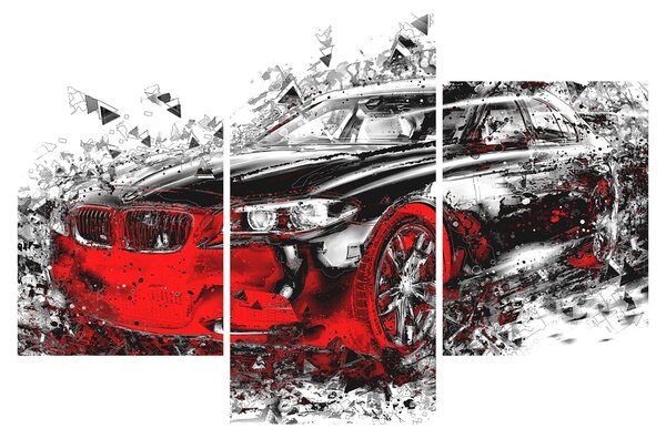Obraz - Maľované auto v akcii (90x60 cm)