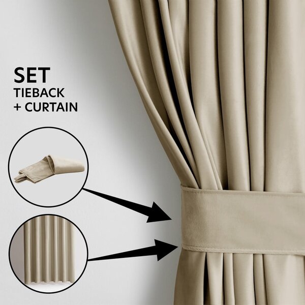 Hnedý/béžový zamatový dimout záves 140x245 cm Eyelets – Restilo