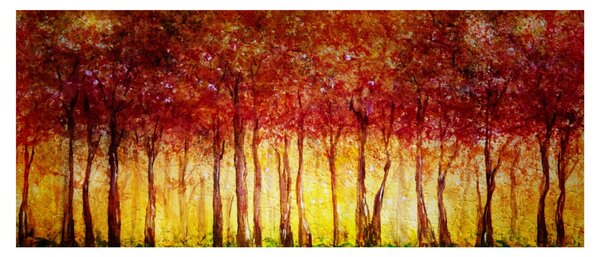 Obraz - Maľba listnatého lesa (120x50 cm)