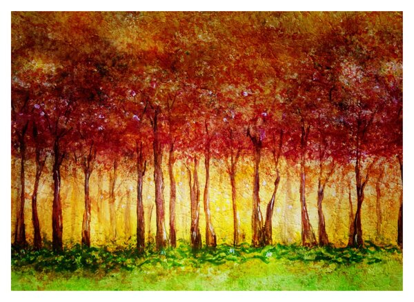 Obraz - Maľba listnatého lesa (70x50 cm)