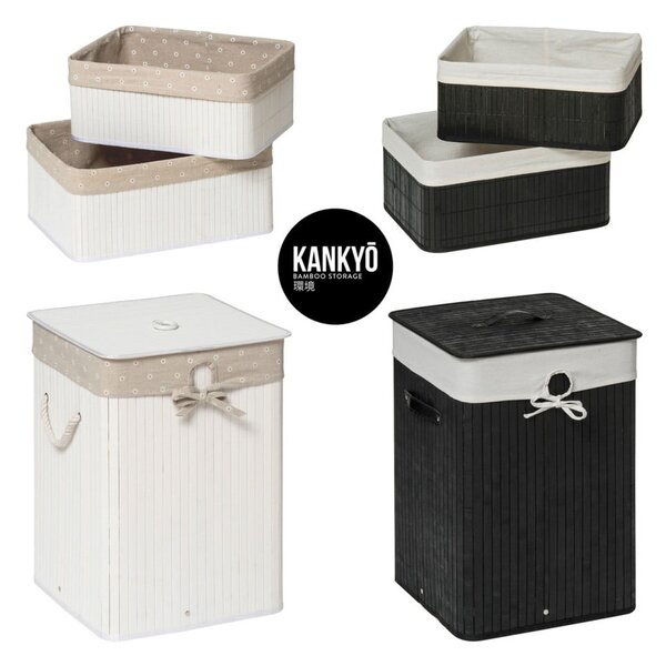 Dreveno–látkový kôš na bielizeň 62 l Kankyo – Premier Housewares