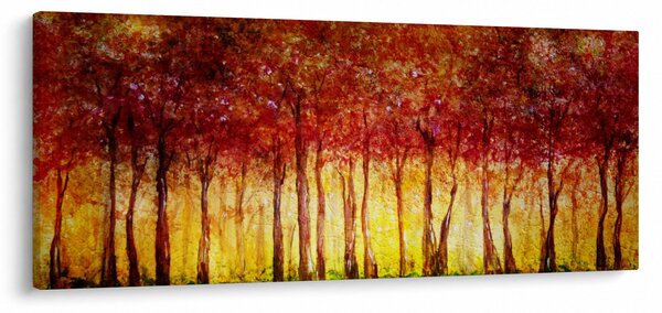 Obraz - Maľba listnatého lesa (120x50 cm)
