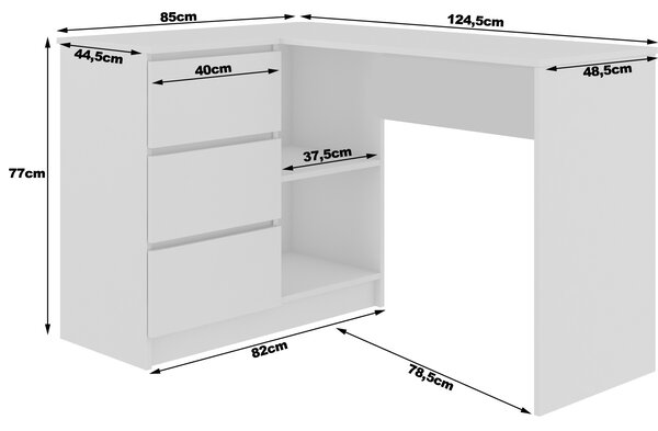 Ak furniture Rohový psací stůl B16 124 cm dub craft zlatý levý