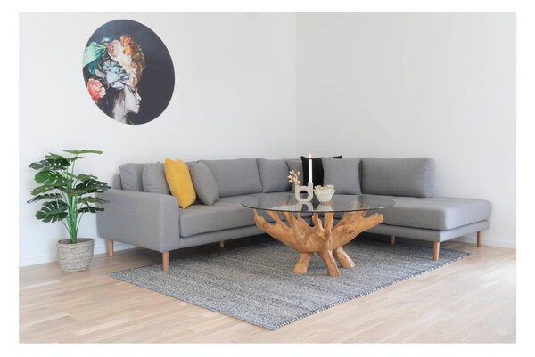 Okrúhly konferenčný stolík v prírodnej farbe so sklenenou doskou ø 110 cm Amazonas – House Nordic