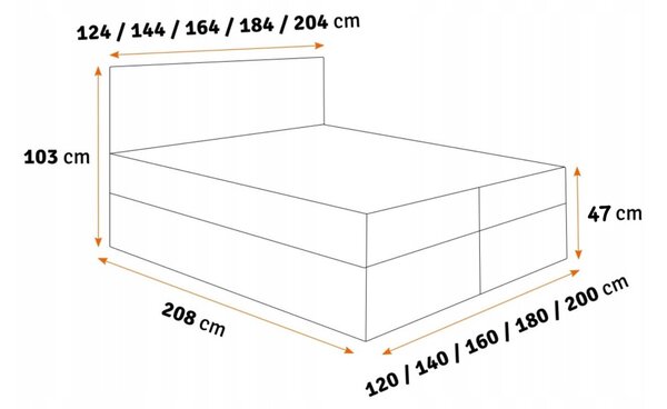 Manželská posteľ KVETA - 180x200, hnedá 1 + topper ZDARMA