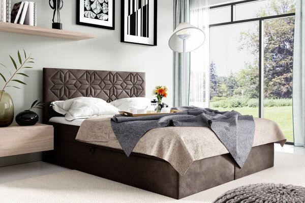 Manželská posteľ KVETA - 180x200, hnedá 1 + topper ZDARMA
