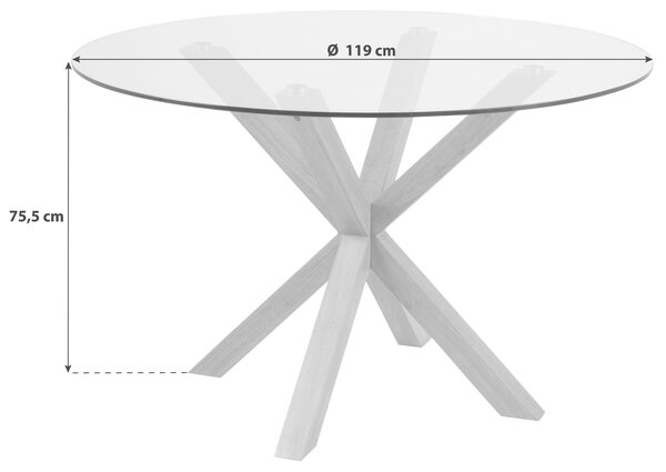 JEDÁLENSKÝ STÔL, číra, 119/119/75,5 cm MID.YOU - Stoly, Online Only