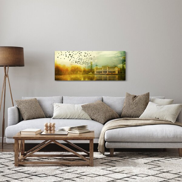 Obraz maľované krajiny so sídlom (120x50 cm)