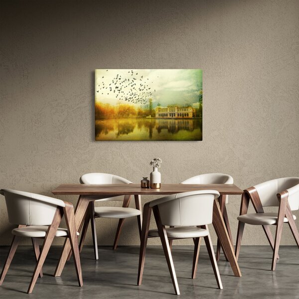 Obraz maľované krajiny so sídlom (90x60 cm)