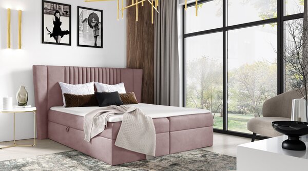 Čalúnená posteľ ZOJA - 140x200, ružová + topper ZDARMA