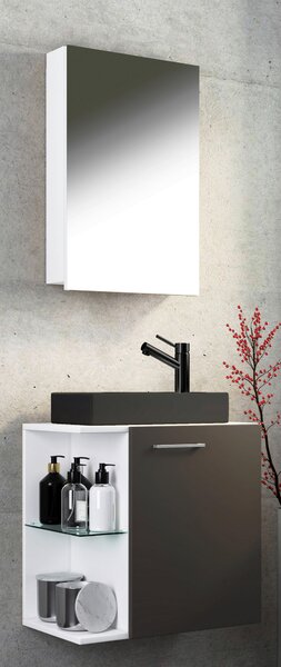 HOSŤOVSKÁ KÚPEĽŇA, antracitová, biela, 52 cm MID.YOU - Kúpeľňové skrinky, Online Only