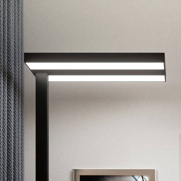 Arcchio LED stojacia lampa Logan Basic, čierne, 7500 lm, stmievateľné, Čierna, Pracovňa / Kancelária, Hliník, Moderný, Stojacie svietidlo
