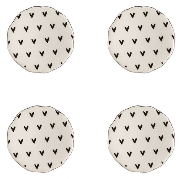 Set 4ks béžová keramická úchytka so srdiečkami - Ø 4*3 /6 cm - Clayre & Eef