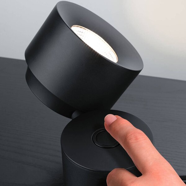 Paulmann Puric Pane I stolová LED lampa, 16 cm, Čierna, Obývacia izba / jedáleň, kov, Moderný, Nástenné bodové svietidlo