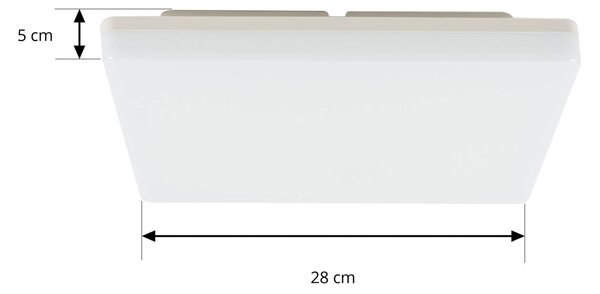 PRIOS Artin stropné LED svetlo, senzor, hranaté, 28 cm, Biela / opálová, Kúpeľňa, Plast, Moderný, Stropné svetlo