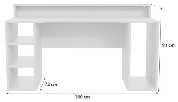 HERNÝ STÔL, biela, 160/91/72 cm MID.YOU - Online Only kancelárie, Online Only