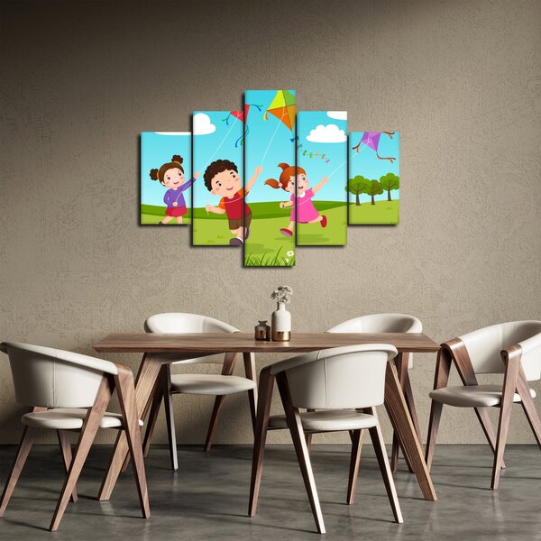 Obraz - Deti púšťajú draka (150x105 cm)