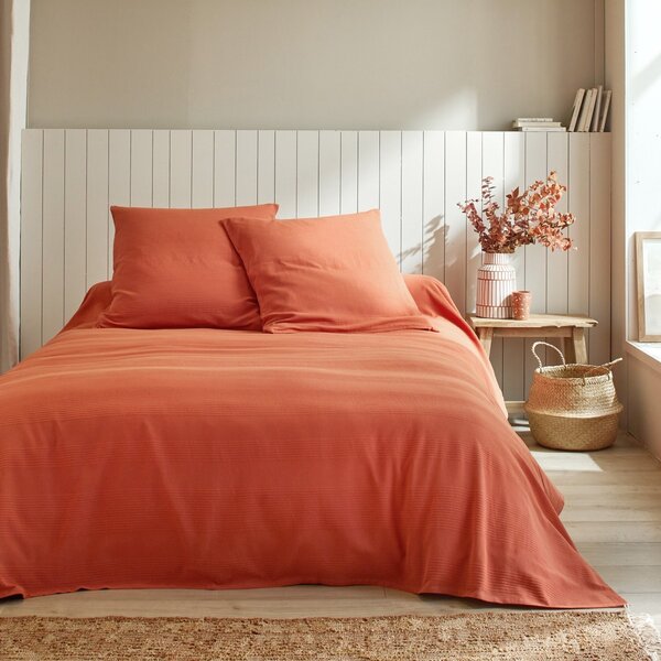 Blancheporte Jednofarebný tkaný prehoz na posteľ, bavlna terakota 150x150cm