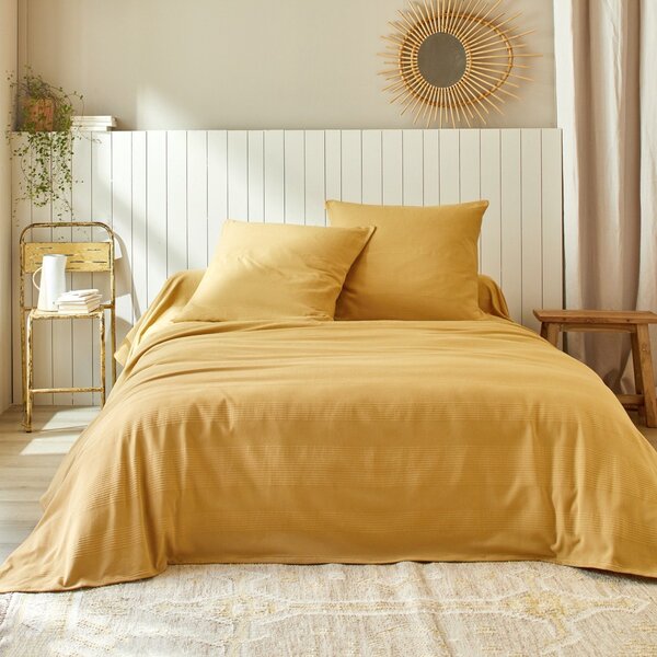 Blancheporte Jednofarebný tkaný prehoz na posteľ, bavlna medová 150x150cm