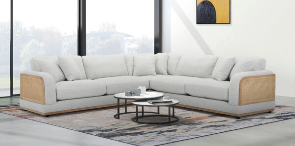 ROHOVÁ SEDAČKA, drevo, textil, svetlosivá Livetastic - Sedačky, Online Only
