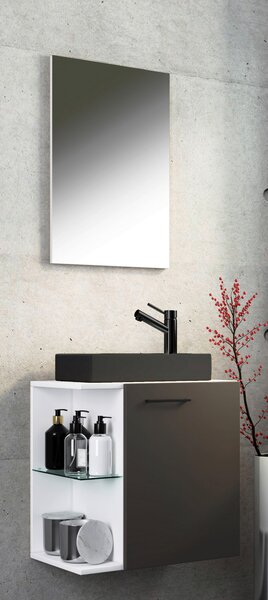 HOSŤOVSKÁ KÚPEĽŇA, antracitová, biela, 52 cm MID.YOU - Kúpeľňové skrinky, Online Only