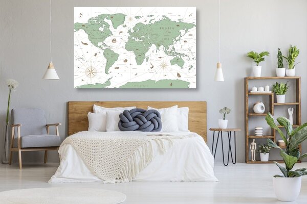 Obraz na korku mapa v zelenom prevedení
