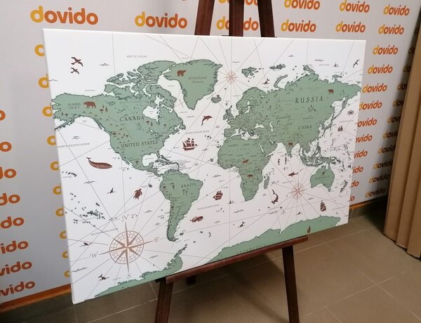 Obraz na korku mapa v zelenom prevedení