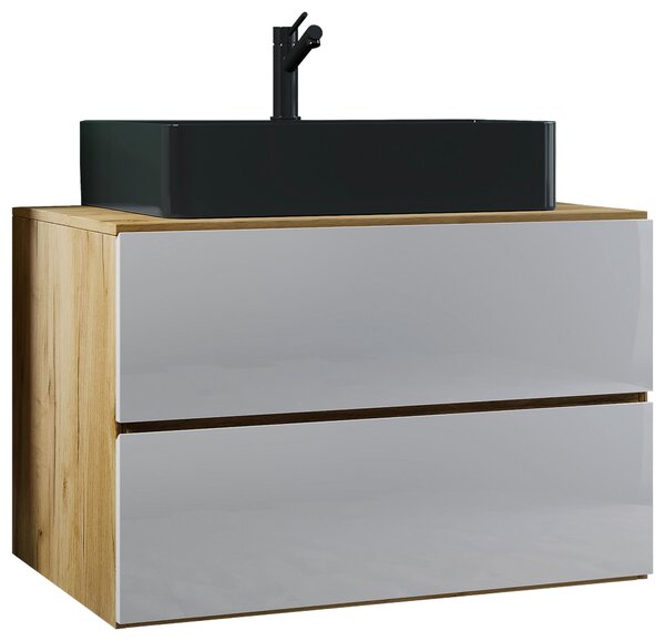 SKRINKA S UMÝVADLOM, biela, dub medový, 81 cm MID.YOU - Kúpeľňové skrinky, Online Only