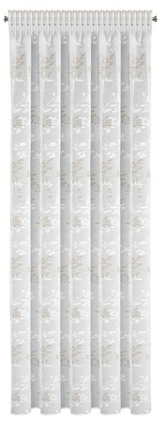Dekorstudio Záves MONICA s bielo-béžovou botanickou potlačou a riasiacou páskou 140x270cm