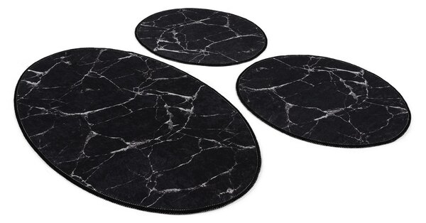 ASIR Kúpeľňová predložka MARBLE čierna biela 3 ks