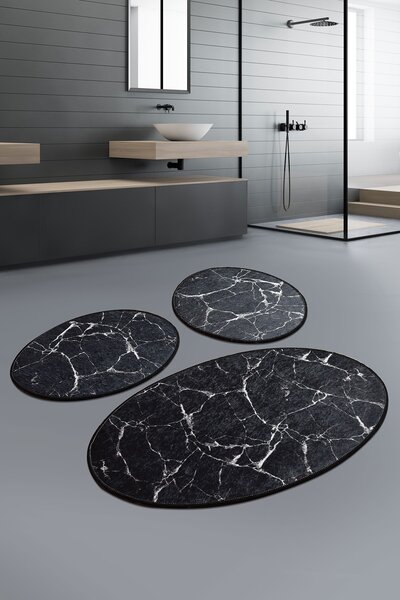 ASIR Kúpeľňová predložka MARBLE čierna biela 3 ks