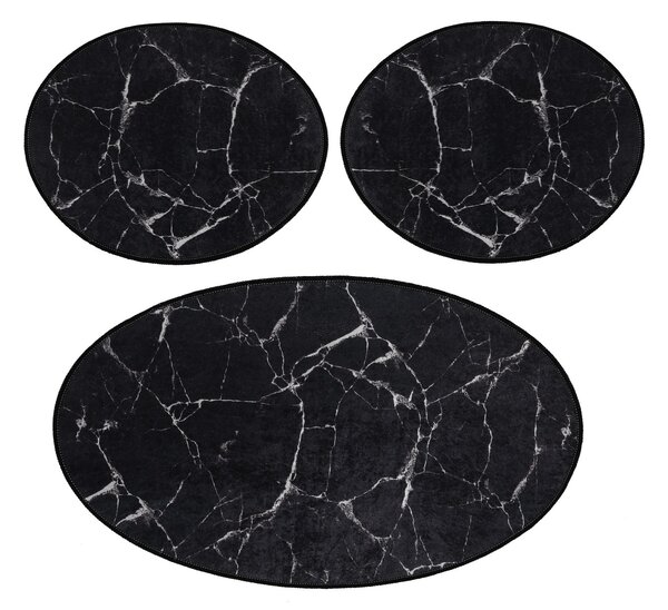 ASIR Kúpeľňová predložka MARBLE čierna biela 3 ks