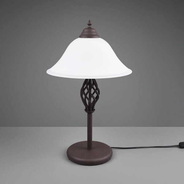 Trio Lighting Stolná lampa Rustica s káblovým vypínačom, hrdza, Hnedá / hrdzavá, Obývacia izba / jedáleň, kov, Starožitný, Stolová lampa
