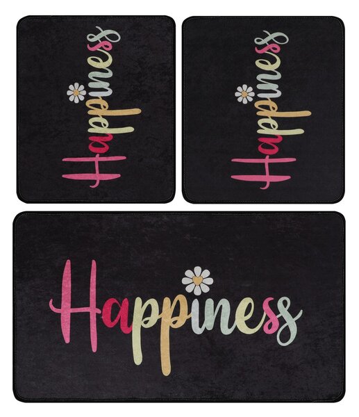 ASIR Kúpeľňová predložka HAPPINESS čierna 3 ks