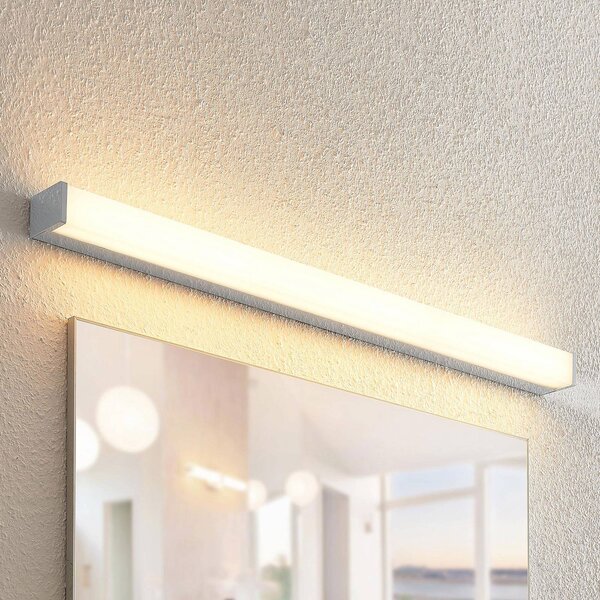 Lindby LED kúpeľňové svietidlo Klea, 90 cm, chróm, kov, IP44, Chrómová / strieborná, Kúpeľňa, Hliník, Moderný, Nástenné svietidlo