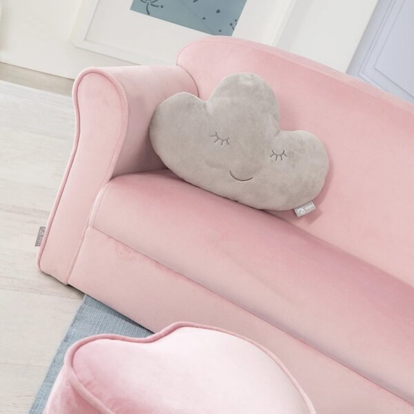 Svetloružová zamatová detská pohovka 78 cm Lil Sofa – Roba