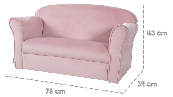 Svetloružová zamatová detská pohovka 78 cm Lil Sofa – Roba