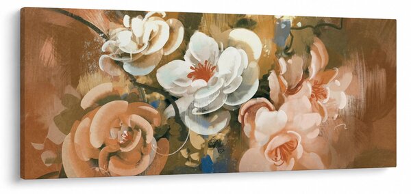 Obraz - Maľovaná kytica kvetov (120x50 cm)
