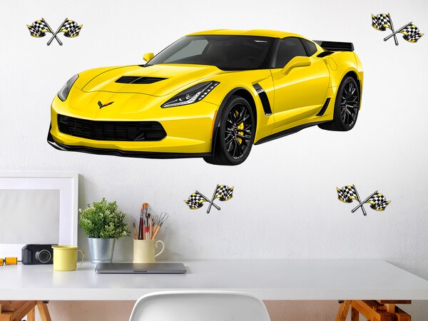 Nalepte.cz Chevrolet Corvette textilní prelepiteľná nálepka na stenu arch 47 x 20 cm