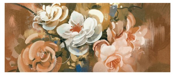 Obraz - Maľovaná kytica kvetov (120x50 cm)