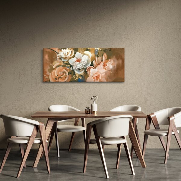 Obraz - Maľovaná kytica kvetov (120x50 cm)