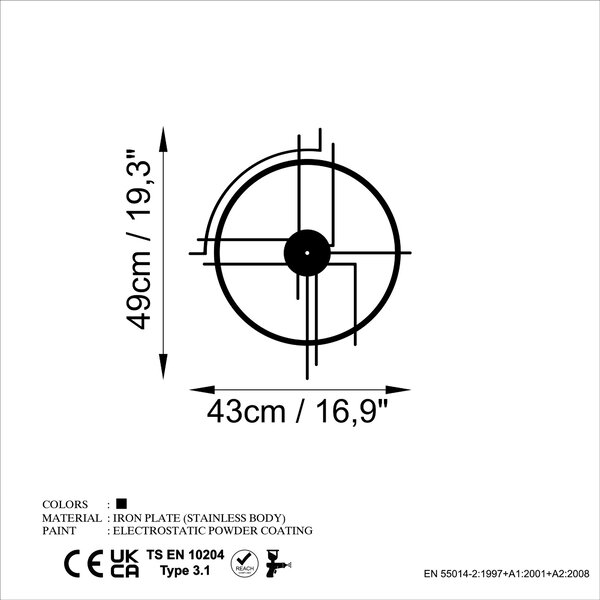 ASIR Nástenné hodiny kovové WHEEL čierne