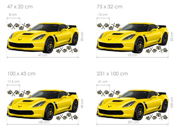 Nalepte.cz Chevrolet Corvette textilní prelepiteľná nálepka na stenu arch 47 x 20 cm