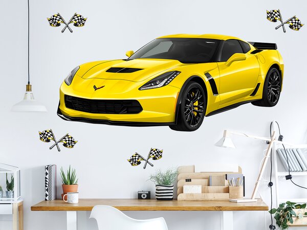 Nalepte.cz Chevrolet Corvette textilní prelepiteľná nálepka na stenu arch 47 x 20 cm